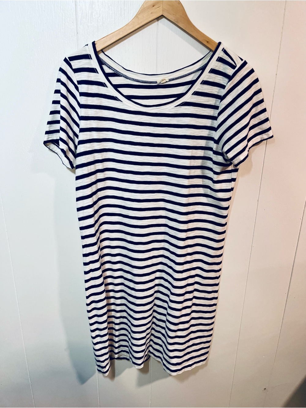 J. Crew Navy and White Tee Dress